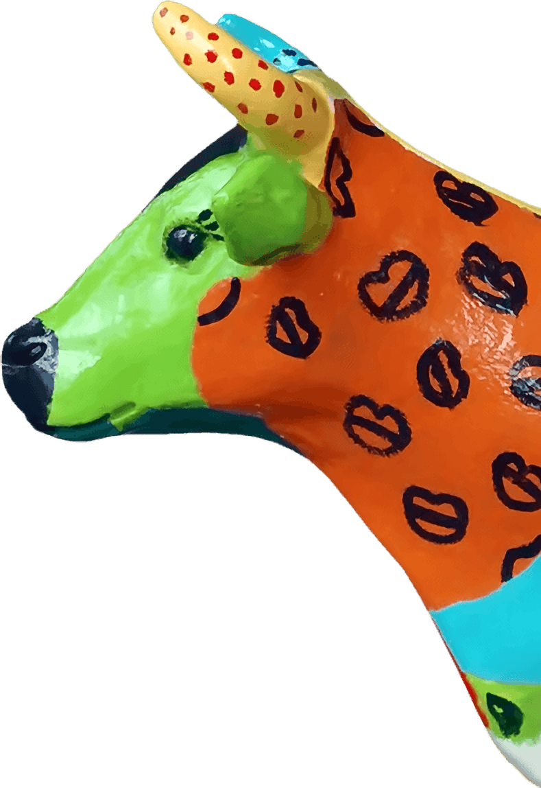 Tijdens een workshop beschilderde koe